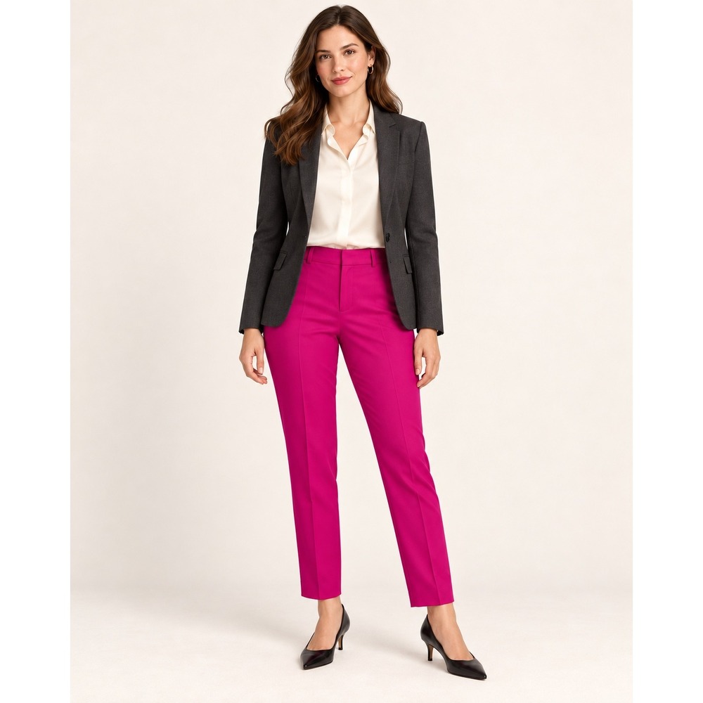 Banana Republic Women Hampton Slim Ankle Pants 6 Pink Magenta Work FLAW